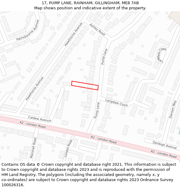 17, PUMP LANE, RAINHAM, GILLINGHAM, ME8 7AB: Location map and indicative extent of plot