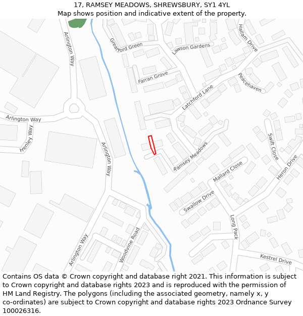 17, RAMSEY MEADOWS, SHREWSBURY, SY1 4YL: Location map and indicative extent of plot