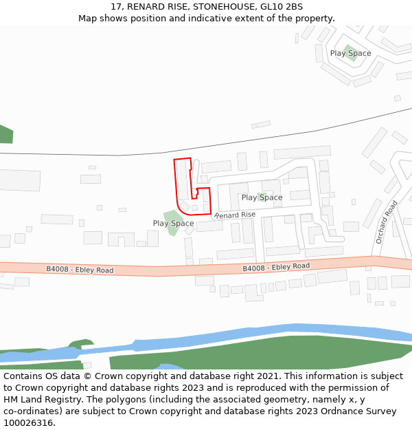 17, RENARD RISE, STONEHOUSE, GL10 2BS: Location map and indicative extent of plot