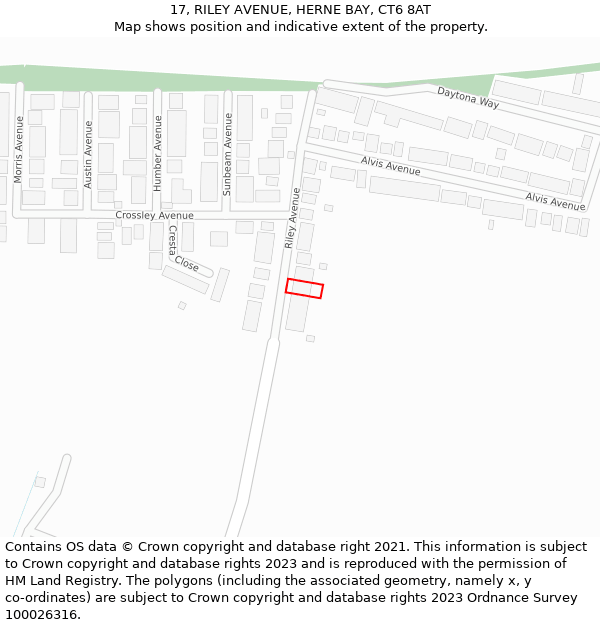 17, RILEY AVENUE, HERNE BAY, CT6 8AT: Location map and indicative extent of plot