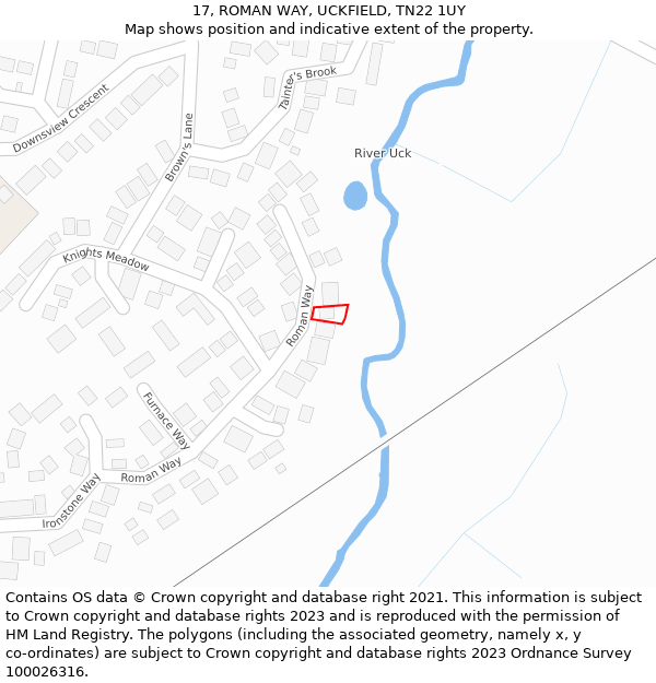 17, ROMAN WAY, UCKFIELD, TN22 1UY: Location map and indicative extent of plot