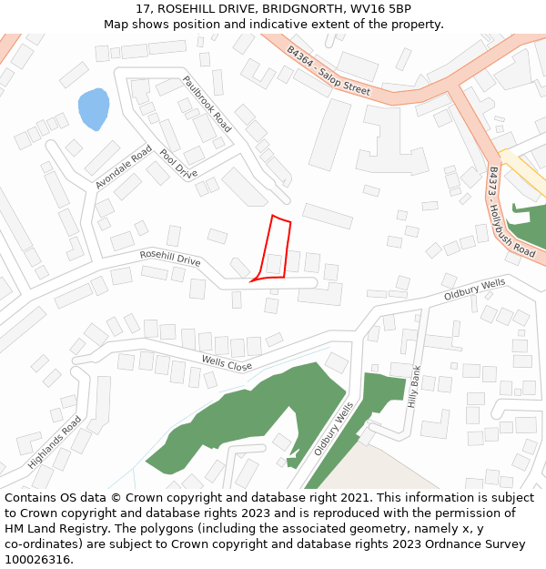 17, ROSEHILL DRIVE, BRIDGNORTH, WV16 5BP: Location map and indicative extent of plot