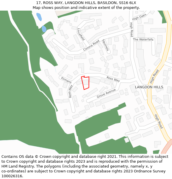 17, ROSS WAY, LANGDON HILLS, BASILDON, SS16 6LX: Location map and indicative extent of plot