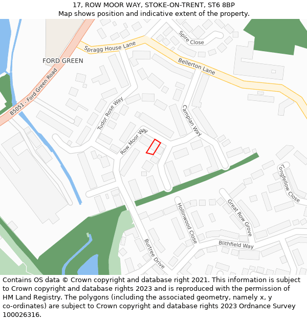 17, ROW MOOR WAY, STOKE-ON-TRENT, ST6 8BP: Location map and indicative extent of plot