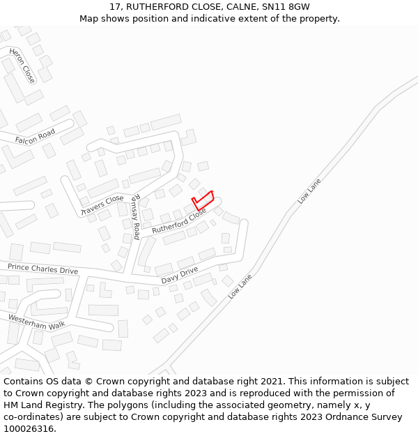 17, RUTHERFORD CLOSE, CALNE, SN11 8GW: Location map and indicative extent of plot