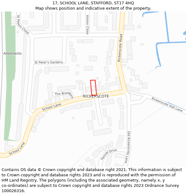 17, SCHOOL LANE, STAFFORD, ST17 4HQ: Location map and indicative extent of plot