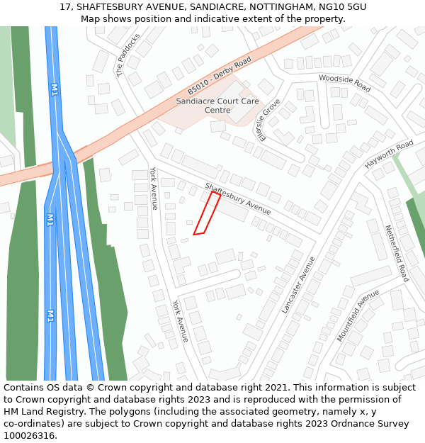 17, SHAFTESBURY AVENUE, SANDIACRE, NOTTINGHAM, NG10 5GU: Location map and indicative extent of plot