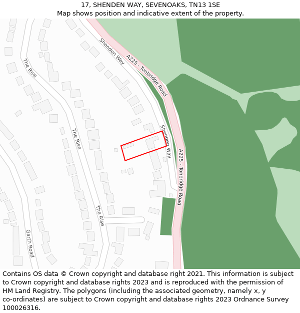 17, SHENDEN WAY, SEVENOAKS, TN13 1SE: Location map and indicative extent of plot
