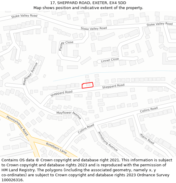 17, SHEPPARD ROAD, EXETER, EX4 5DD: Location map and indicative extent of plot