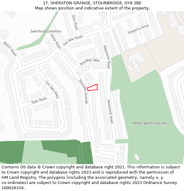 17, SHERATON GRANGE, STOURBRIDGE, DY8 2BE: Location map and indicative extent of plot