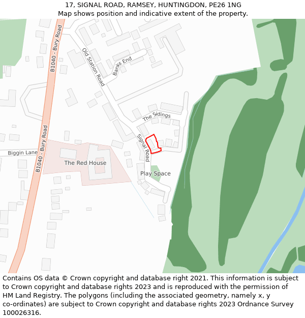17, SIGNAL ROAD, RAMSEY, HUNTINGDON, PE26 1NG: Location map and indicative extent of plot