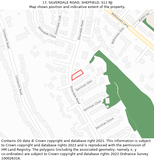 17, SILVERDALE ROAD, SHEFFIELD, S11 9JJ: Location map and indicative extent of plot