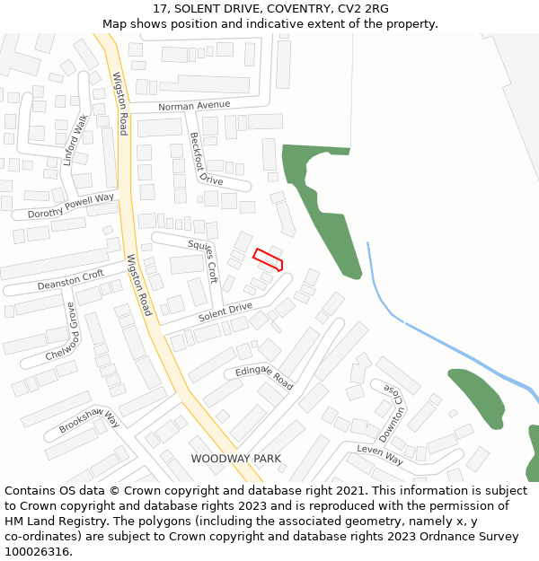 17, SOLENT DRIVE, COVENTRY, CV2 2RG: Location map and indicative extent of plot