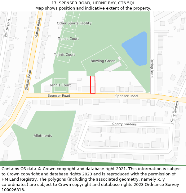 17, SPENSER ROAD, HERNE BAY, CT6 5QL: Location map and indicative extent of plot