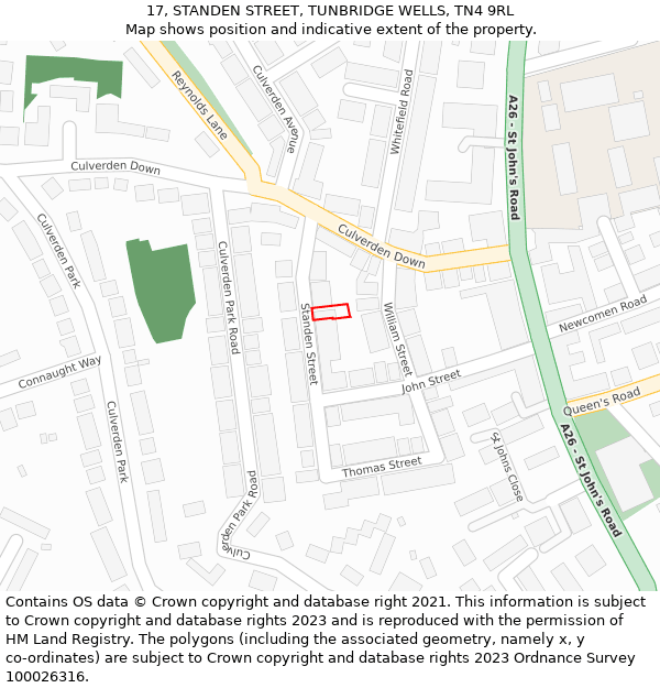 17, STANDEN STREET, TUNBRIDGE WELLS, TN4 9RL: Location map and indicative extent of plot