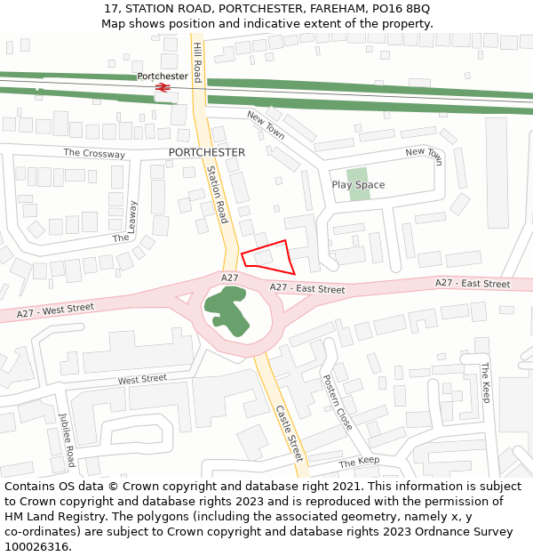 17, STATION ROAD, PORTCHESTER, FAREHAM, PO16 8BQ: Location map and indicative extent of plot