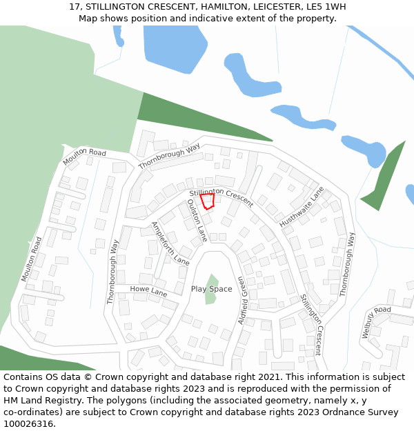 17, STILLINGTON CRESCENT, HAMILTON, LEICESTER, LE5 1WH: Location map and indicative extent of plot