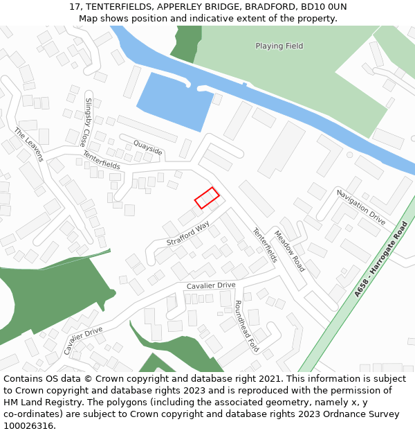 17, TENTERFIELDS, APPERLEY BRIDGE, BRADFORD, BD10 0UN: Location map and indicative extent of plot