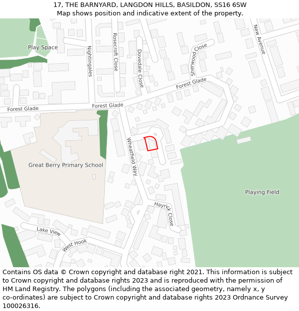 17, THE BARNYARD, LANGDON HILLS, BASILDON, SS16 6SW: Location map and indicative extent of plot