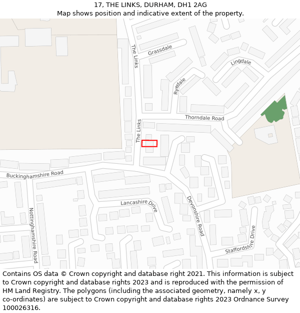 17, THE LINKS, DURHAM, DH1 2AG: Location map and indicative extent of plot