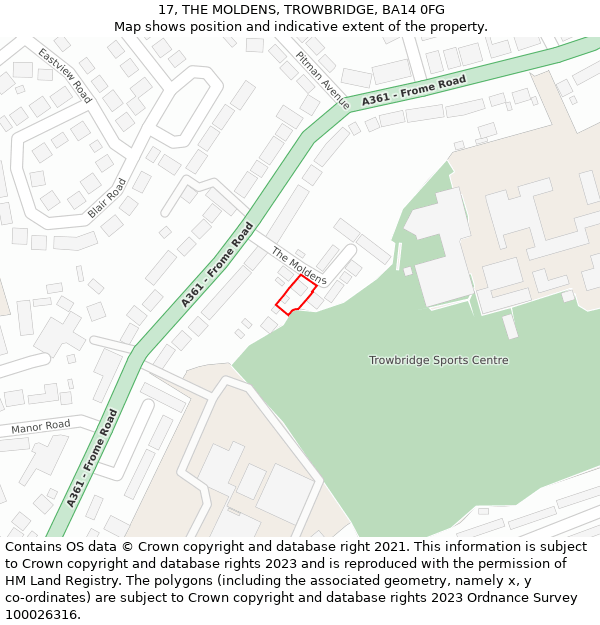 17, THE MOLDENS, TROWBRIDGE, BA14 0FG: Location map and indicative extent of plot