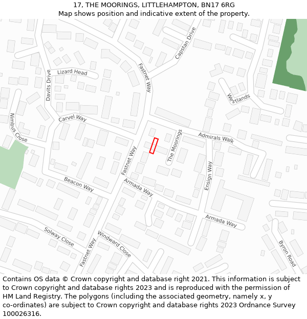 17, THE MOORINGS, LITTLEHAMPTON, BN17 6RG: Location map and indicative extent of plot
