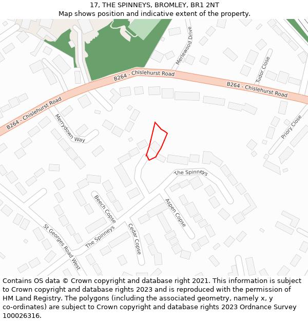 17, THE SPINNEYS, BROMLEY, BR1 2NT: Location map and indicative extent of plot