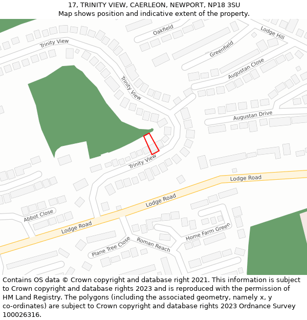 17, TRINITY VIEW, CAERLEON, NEWPORT, NP18 3SU: Location map and indicative extent of plot