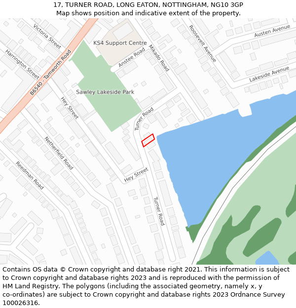 17, TURNER ROAD, LONG EATON, NOTTINGHAM, NG10 3GP: Location map and indicative extent of plot