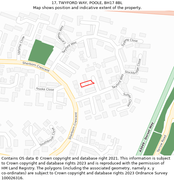 17, TWYFORD WAY, POOLE, BH17 8BL: Location map and indicative extent of plot