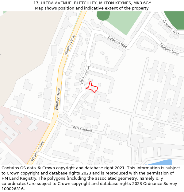 17, ULTRA AVENUE, BLETCHLEY, MILTON KEYNES, MK3 6GY: Location map and indicative extent of plot