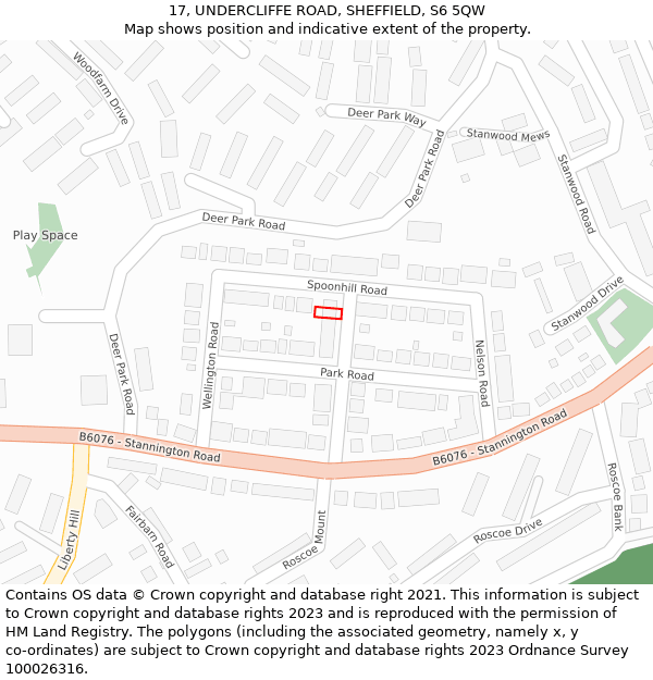 17, UNDERCLIFFE ROAD, SHEFFIELD, S6 5QW: Location map and indicative extent of plot