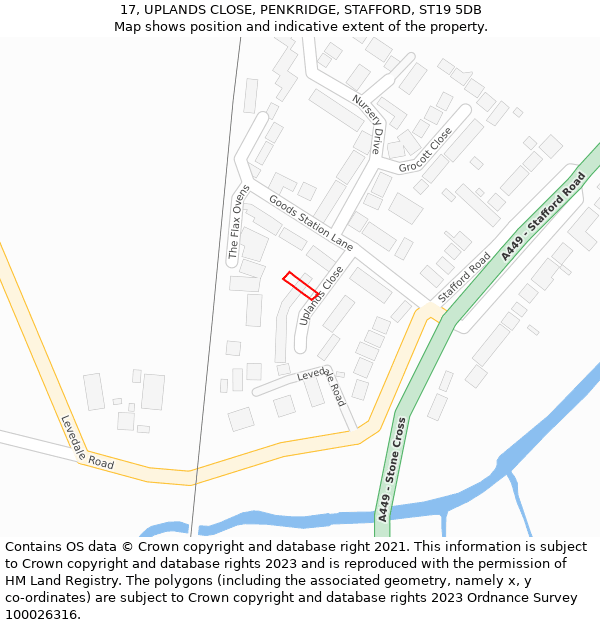 17, UPLANDS CLOSE, PENKRIDGE, STAFFORD, ST19 5DB: Location map and indicative extent of plot