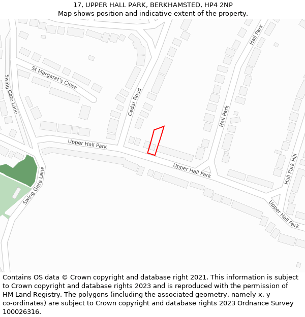 17, UPPER HALL PARK, BERKHAMSTED, HP4 2NP: Location map and indicative extent of plot