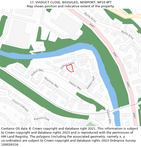 17, VIADUCT CLOSE, BASSALEG, NEWPORT, NP10 8FT: Location map and indicative extent of plot