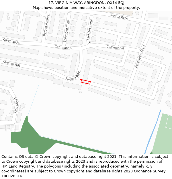 17, VIRGINIA WAY, ABINGDON, OX14 5QJ: Location map and indicative extent of plot