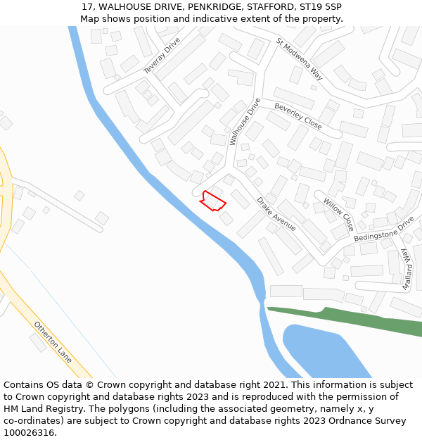 17, WALHOUSE DRIVE, PENKRIDGE, STAFFORD, ST19 5SP: Location map and indicative extent of plot