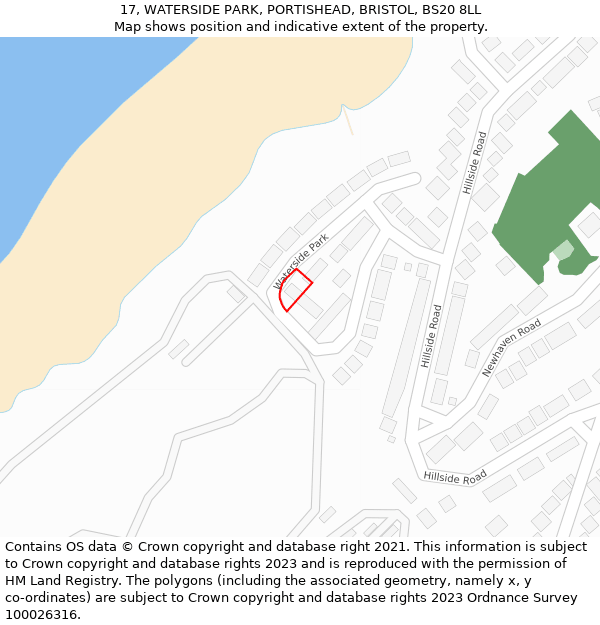 17, WATERSIDE PARK, PORTISHEAD, BRISTOL, BS20 8LL: Location map and indicative extent of plot