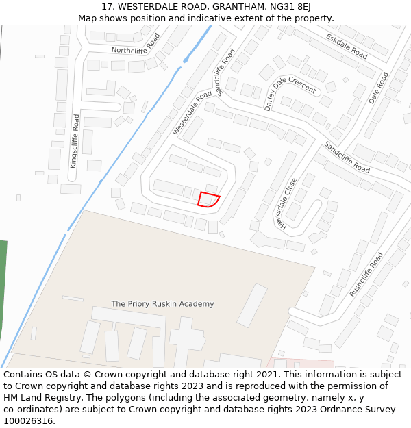 17, WESTERDALE ROAD, GRANTHAM, NG31 8EJ: Location map and indicative extent of plot