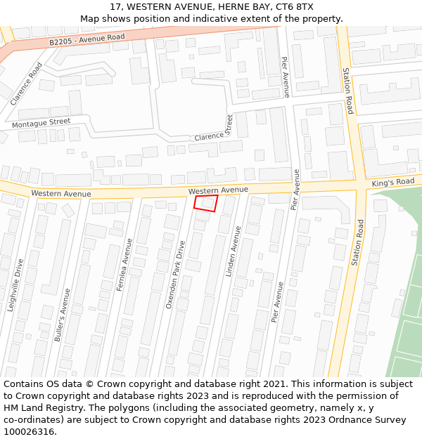 17, WESTERN AVENUE, HERNE BAY, CT6 8TX: Location map and indicative extent of plot