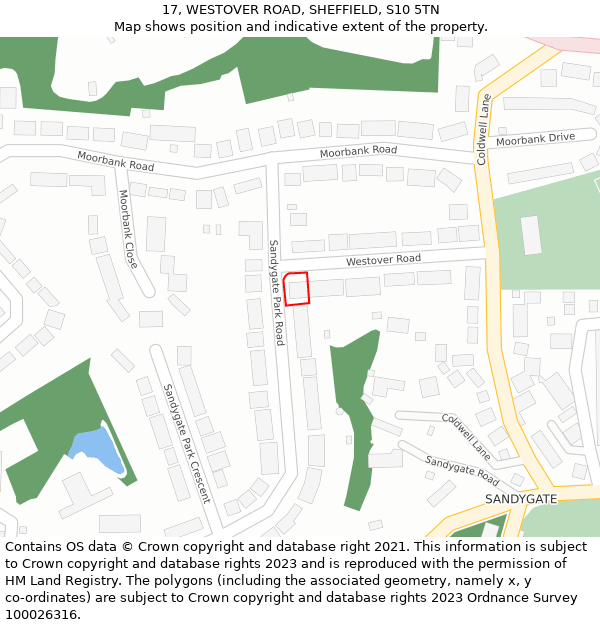 17, WESTOVER ROAD, SHEFFIELD, S10 5TN: Location map and indicative extent of plot