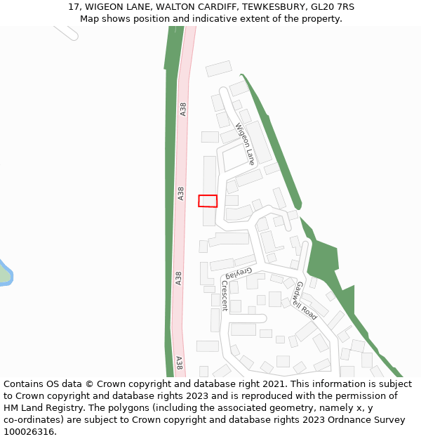 17, WIGEON LANE, WALTON CARDIFF, TEWKESBURY, GL20 7RS: Location map and indicative extent of plot