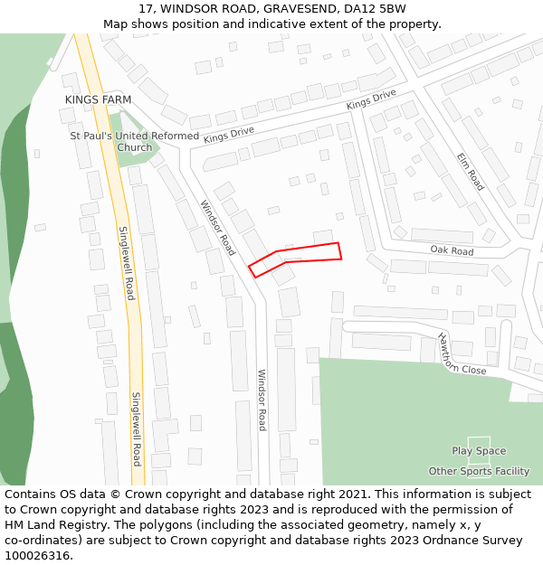 17, WINDSOR ROAD, GRAVESEND, DA12 5BW: Location map and indicative extent of plot