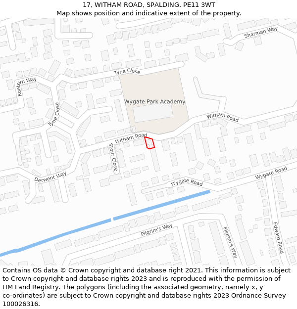 17, WITHAM ROAD, SPALDING, PE11 3WT: Location map and indicative extent of plot