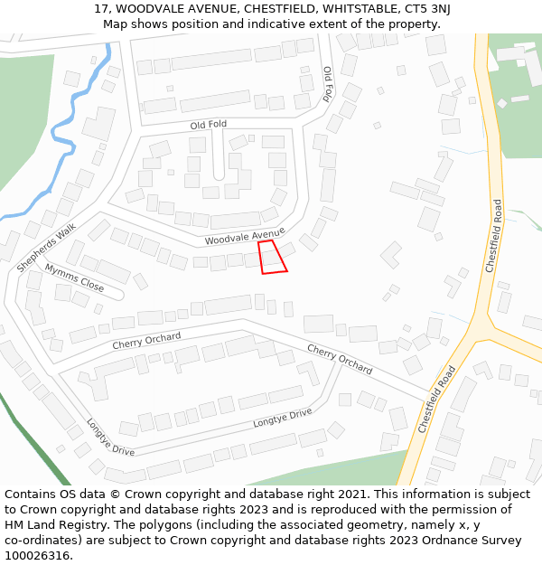 17, WOODVALE AVENUE, CHESTFIELD, WHITSTABLE, CT5 3NJ: Location map and indicative extent of plot