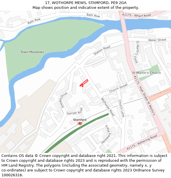 17, WOTHORPE MEWS, STAMFORD, PE9 2GA: Location map and indicative extent of plot