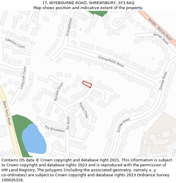 17, WYEBOURNE ROAD, SHREWSBURY, SY3 6AQ: Location map and indicative extent of plot