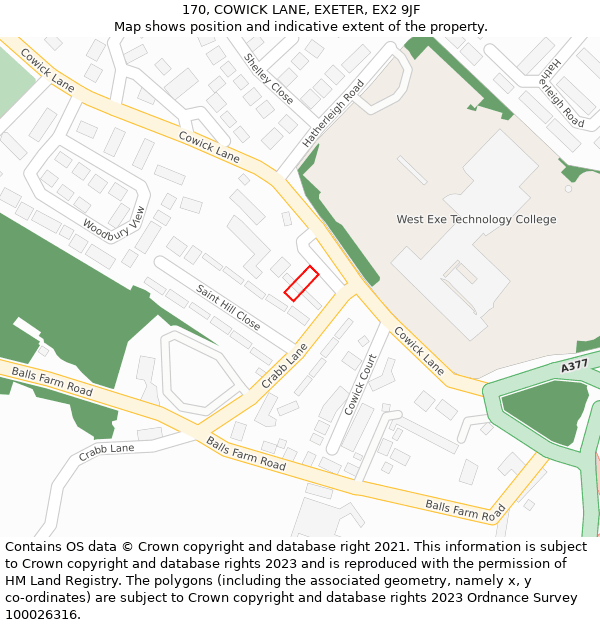 170, COWICK LANE, EXETER, EX2 9JF: Location map and indicative extent of plot
