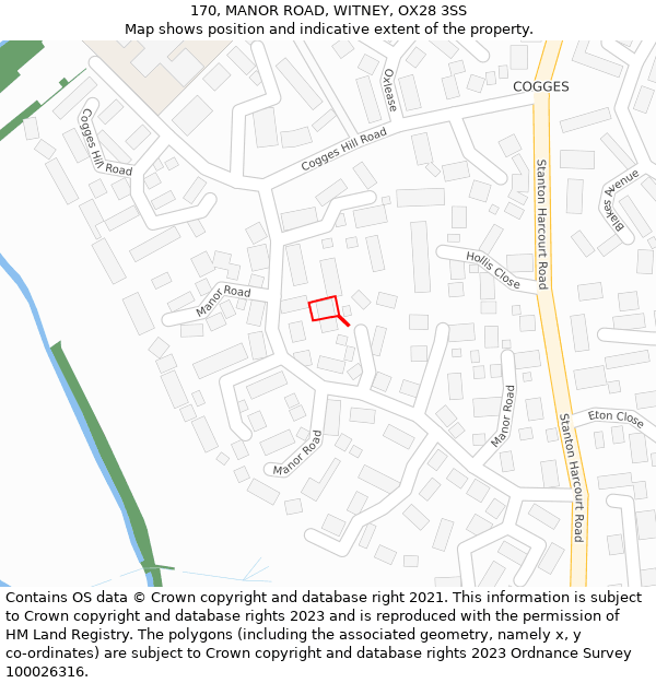 170, MANOR ROAD, WITNEY, OX28 3SS: Location map and indicative extent of plot