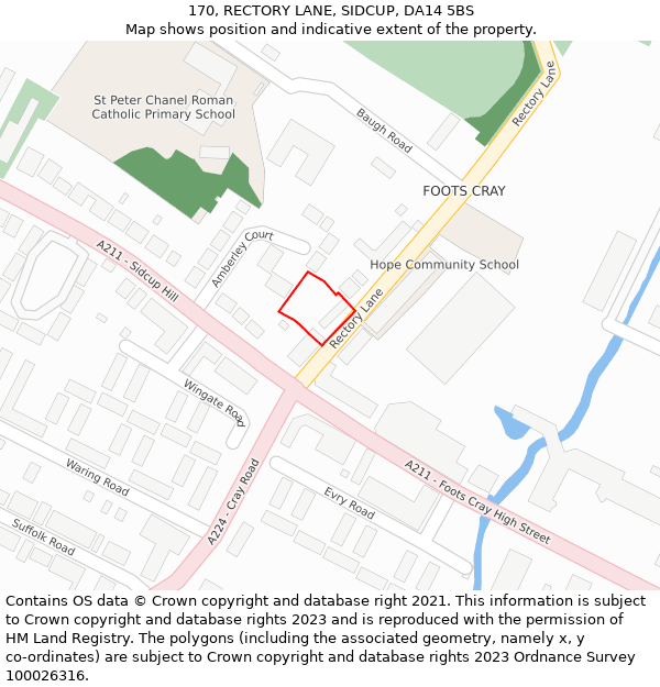170, RECTORY LANE, SIDCUP, DA14 5BS: Location map and indicative extent of plot